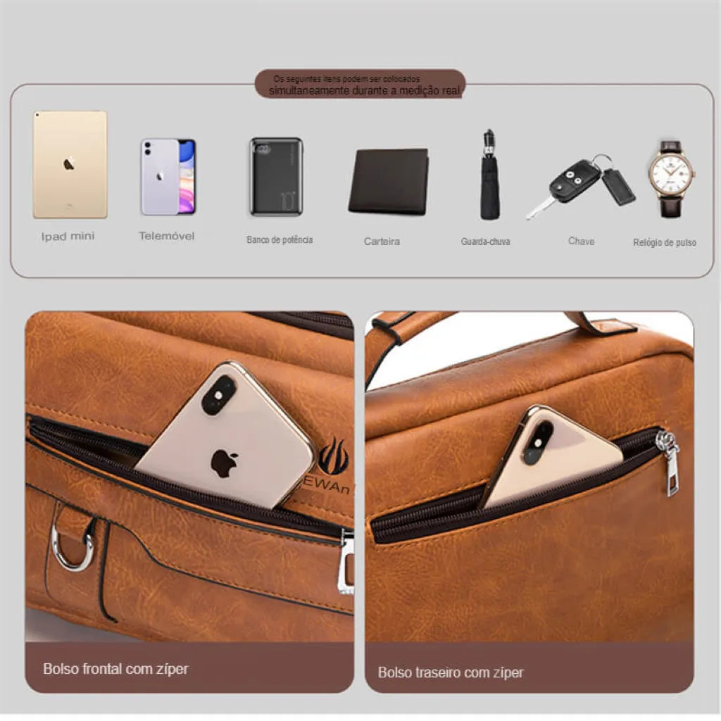 Bolsa Masculina Transversal de Couro