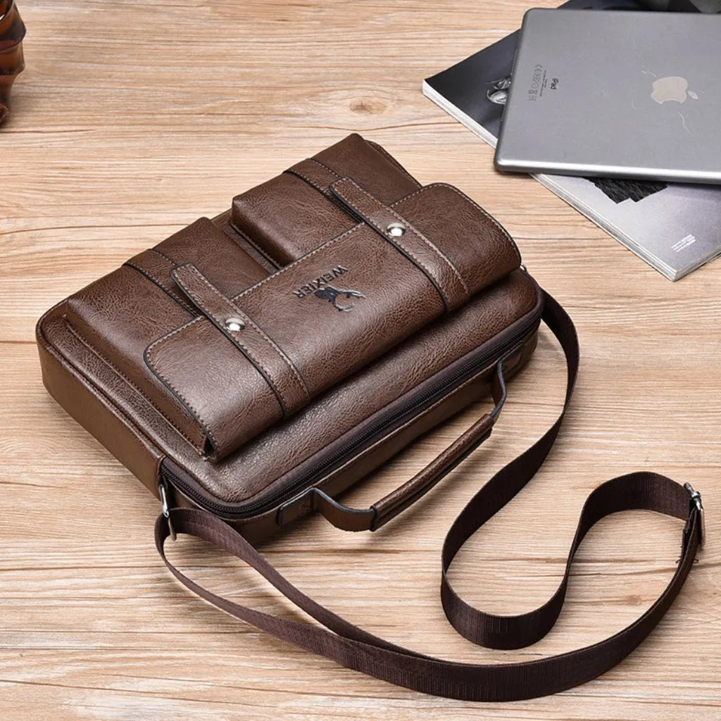Bolsa de couro masculina transversal- Weixier