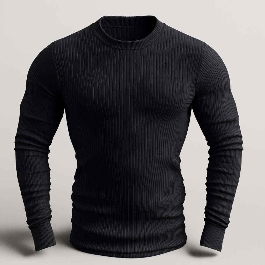 camisa canelada preta