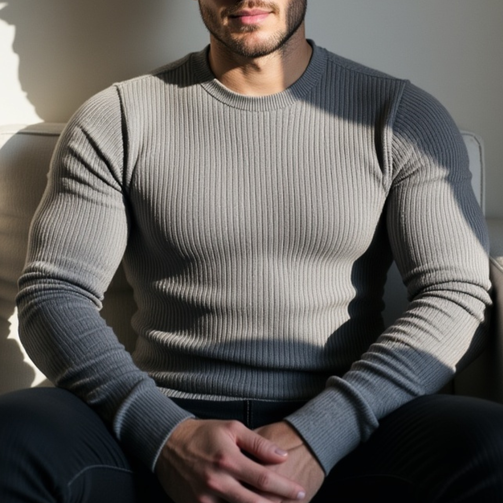 camisa canelada cinza