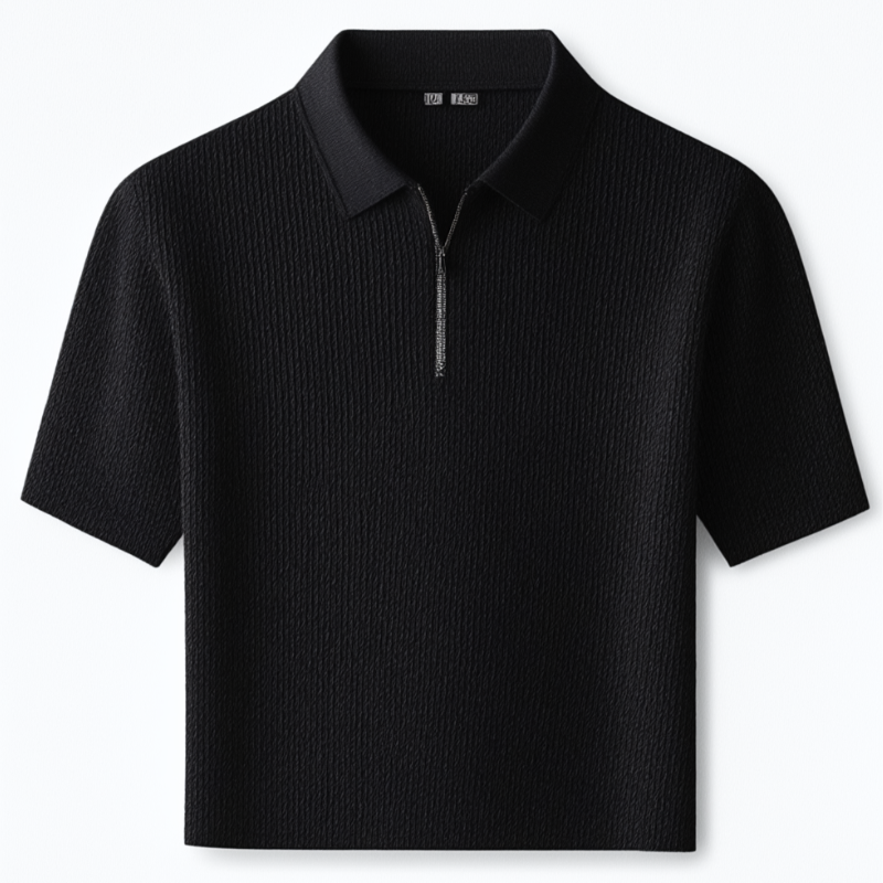 Camisa Polo Malha Francesa com Zíper – Malha Texturizada Exclusiva