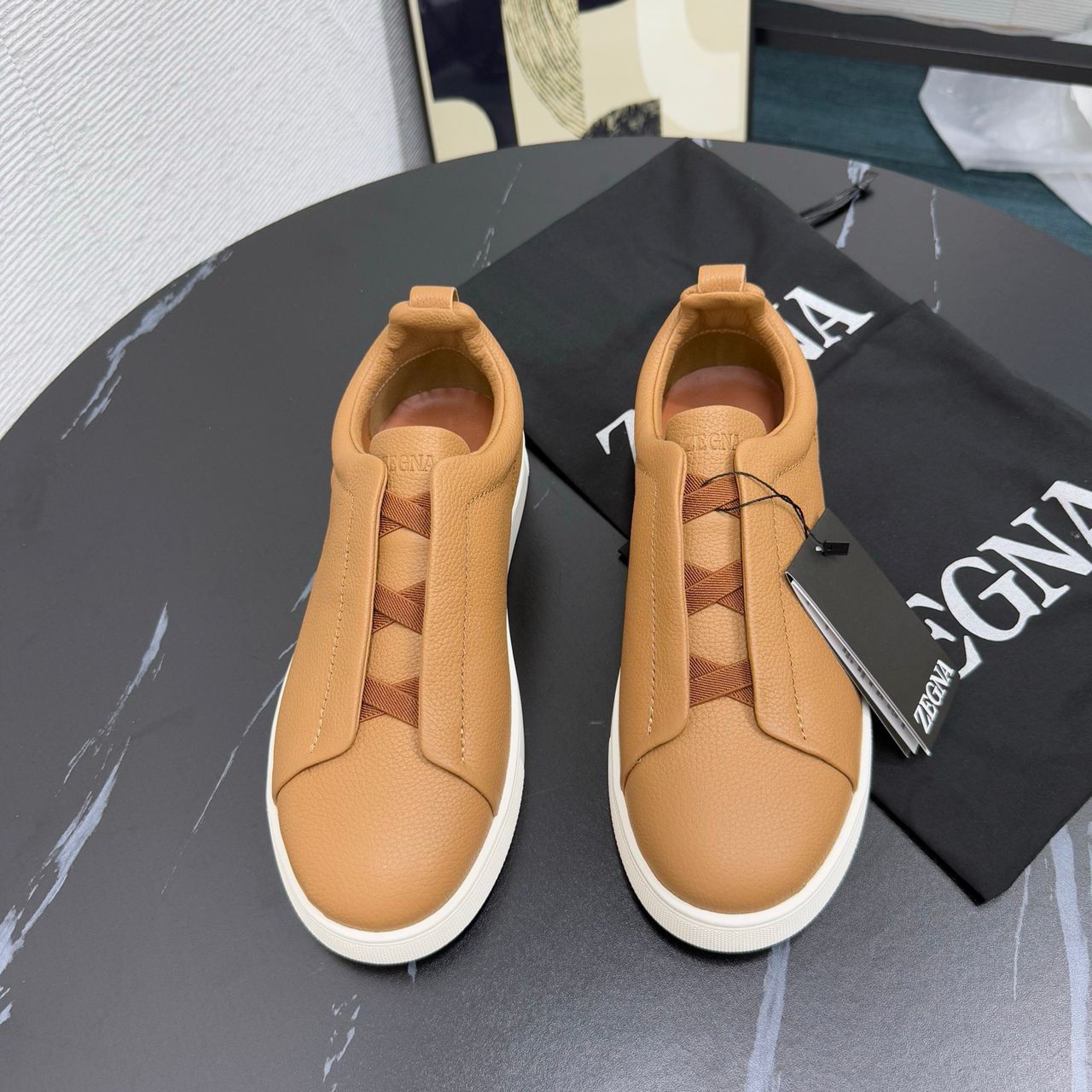 Tenis Zegna Triple Stitch Camurça