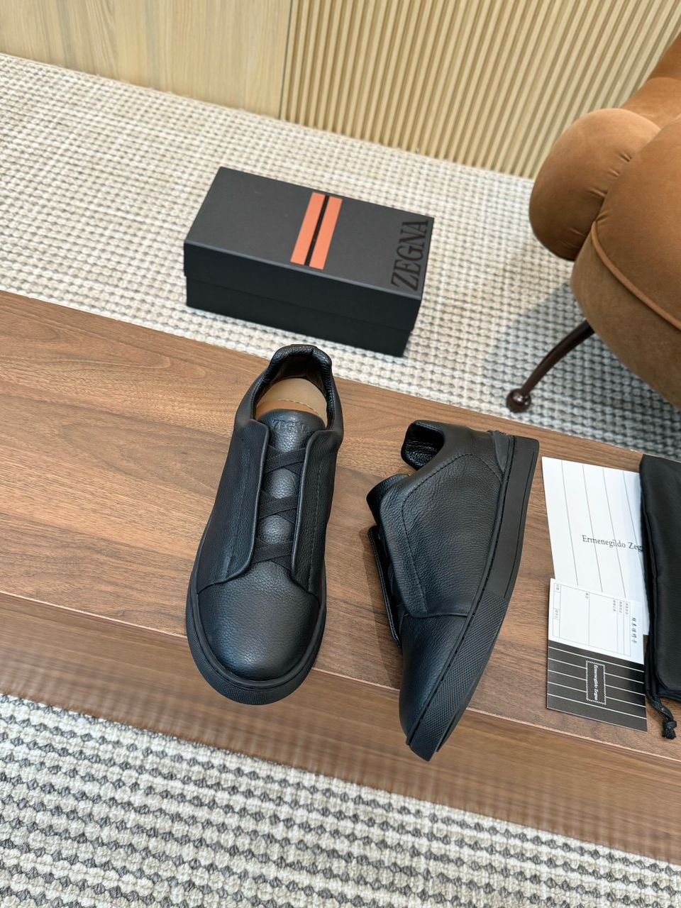 Tenis Zegna Triple Stitch Camurça