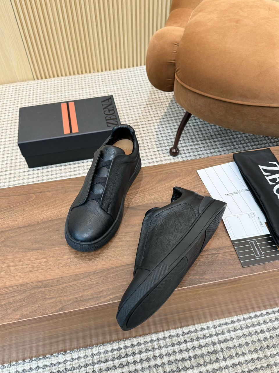 Tenis Zegna Triple Stitch Camurça