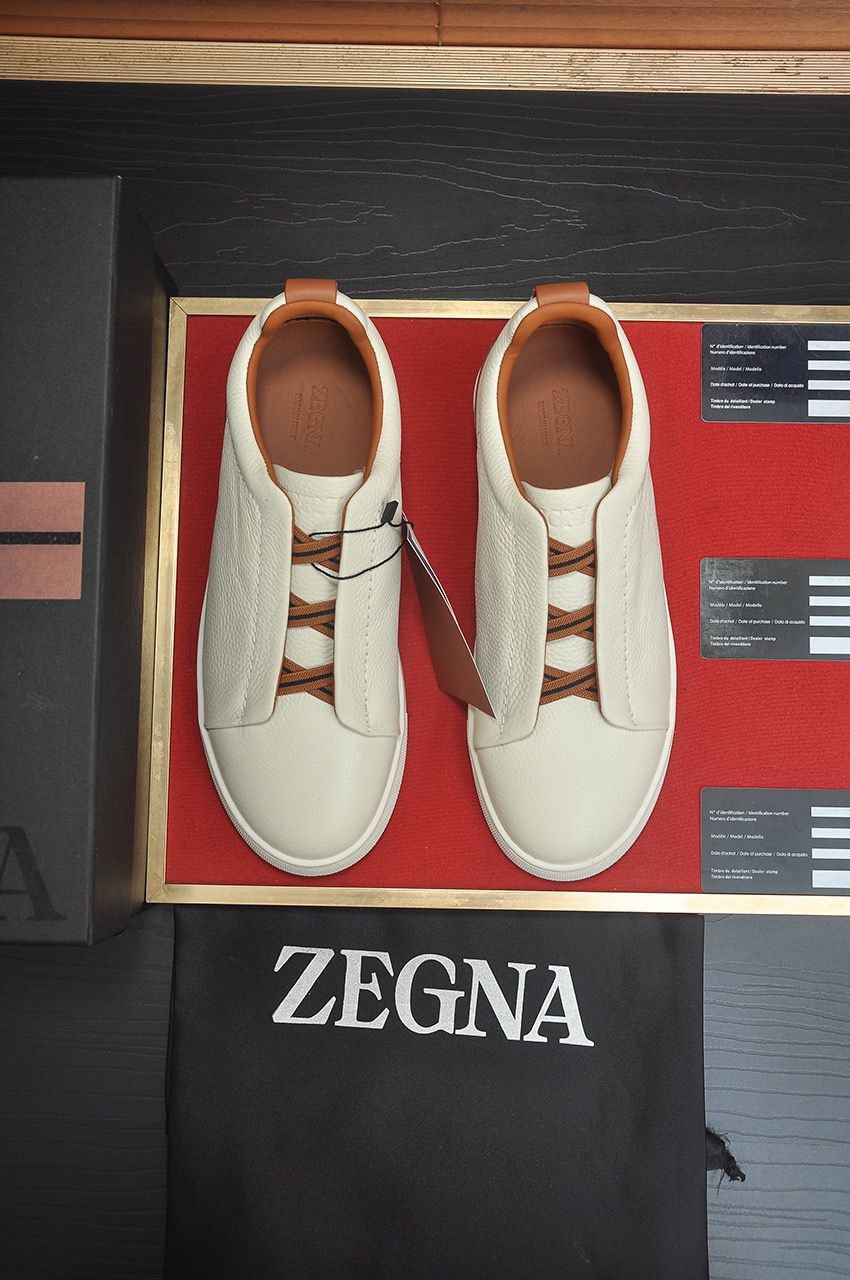 Tenis Zegna Triple Stitch Camurça