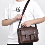 Bolsa de couro masculina transversal- Weixier