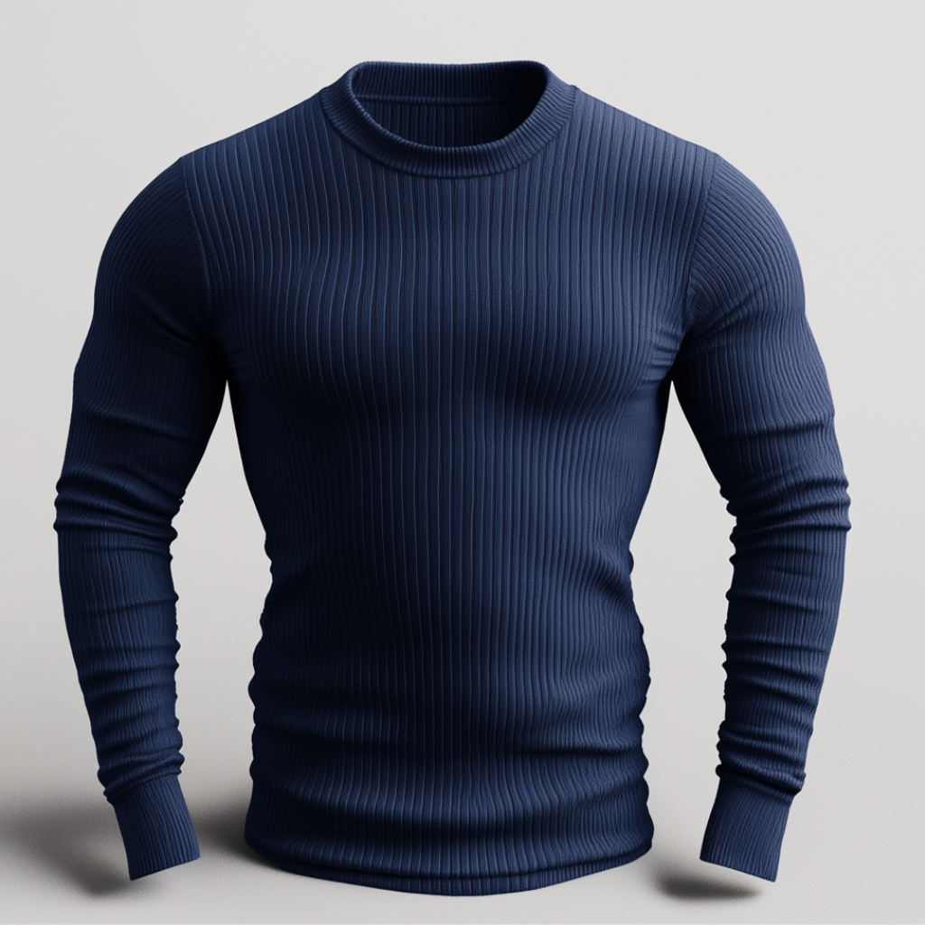 camisa canelada azul marinho