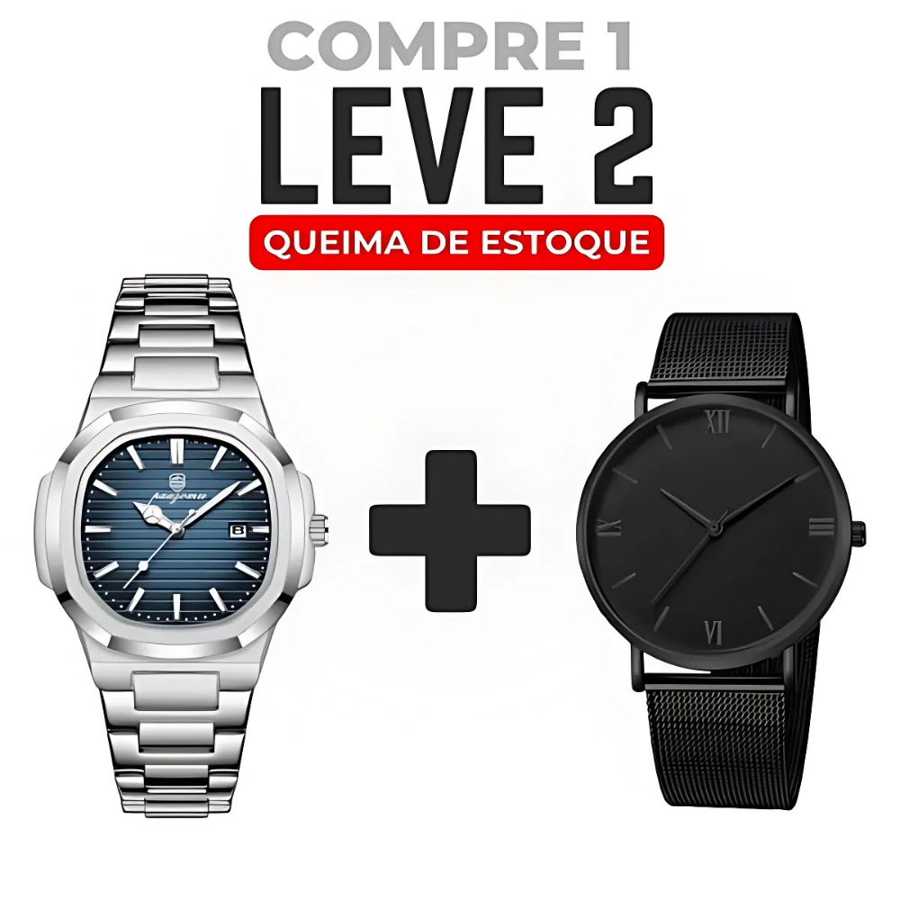 Combo Relógio Poedagar Silver + Relógio All Black [COMPRE 1 LEVE 2]