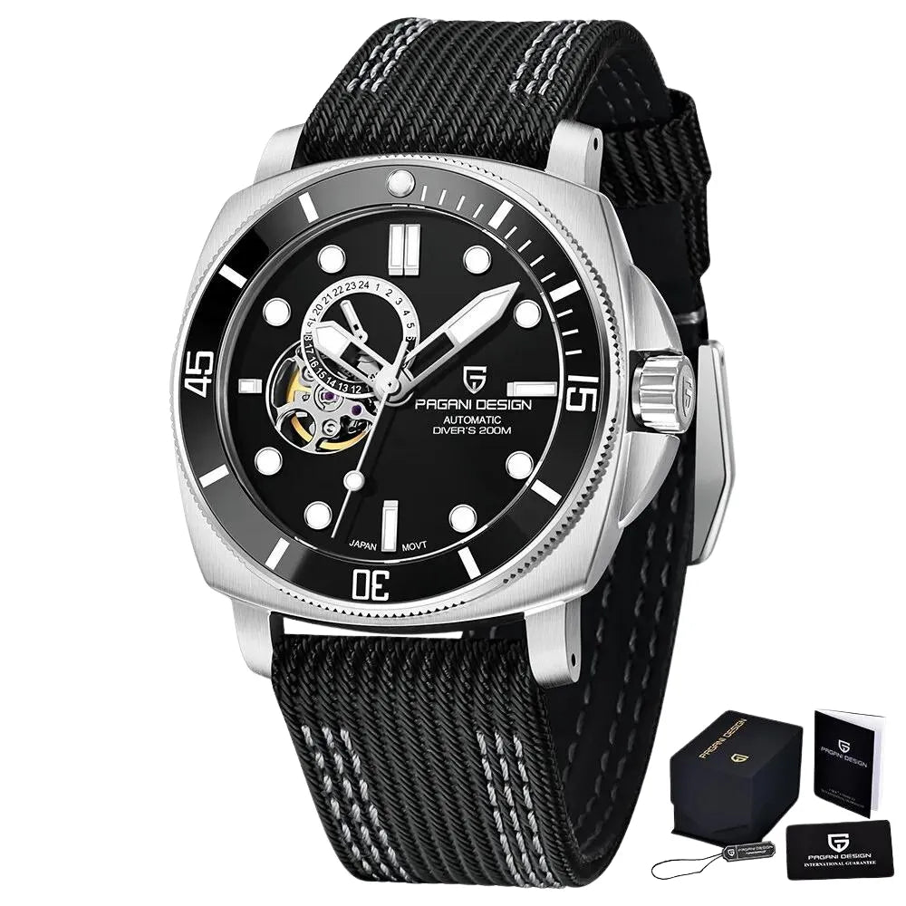Relógio Pagani Design All Black Nylon Couro