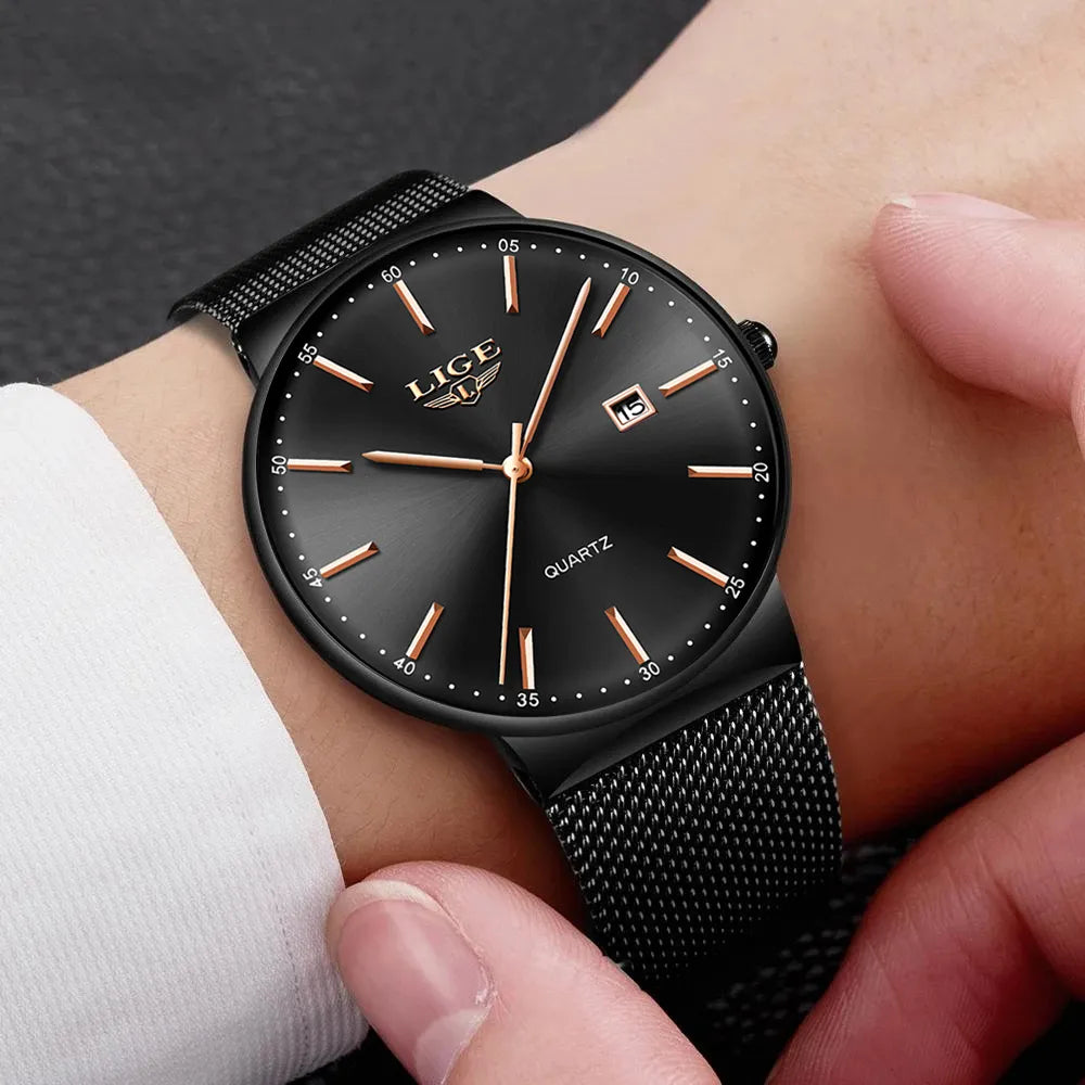 Relógio Masculino Luxo Impermeável Ultra Fino