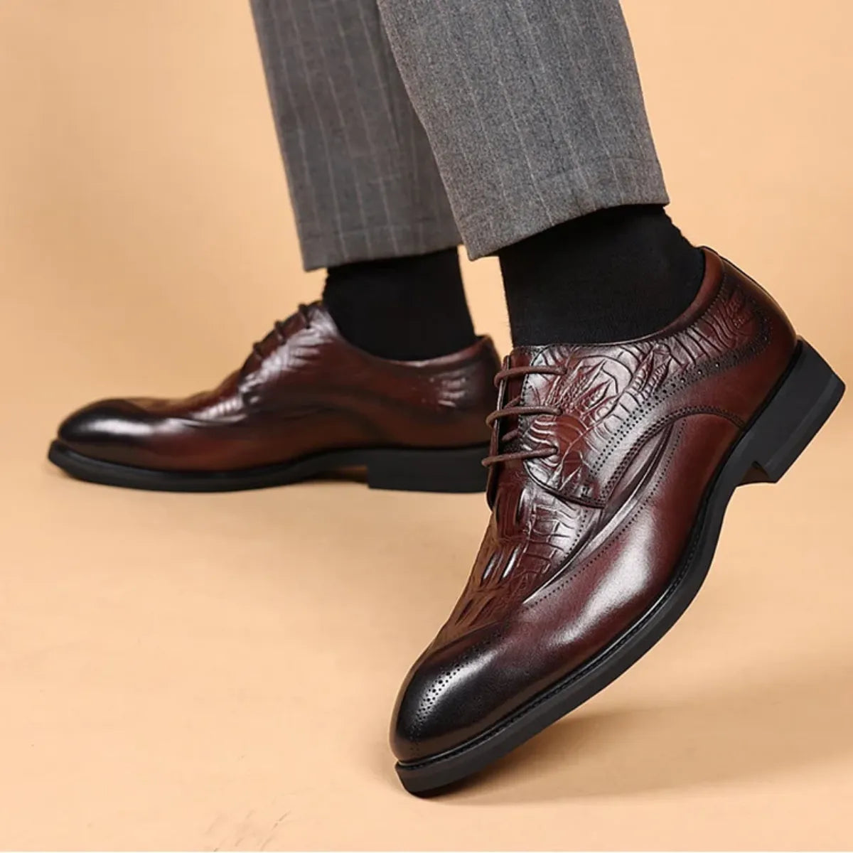 Sapato Derby Brogue Croco
