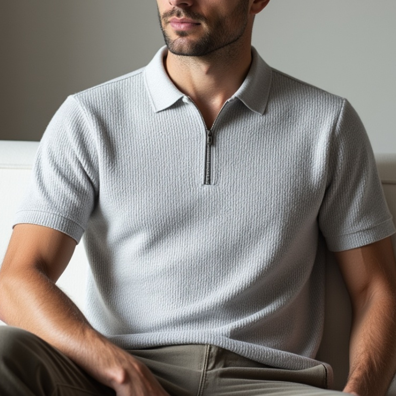  polo masculina com zípe