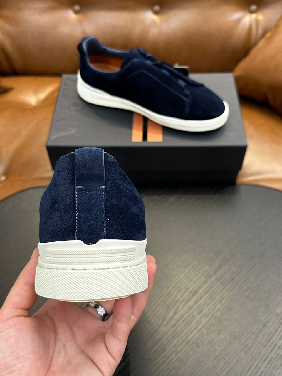 Tenis Zegna Triple Stitch Camurça