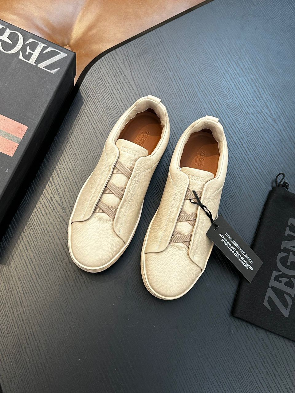 Tenis Zegna Triple Stitch Camurça