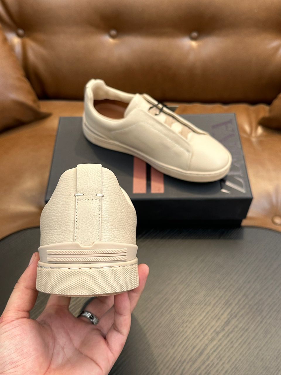 Tenis Zegna Triple Stitch Camurça